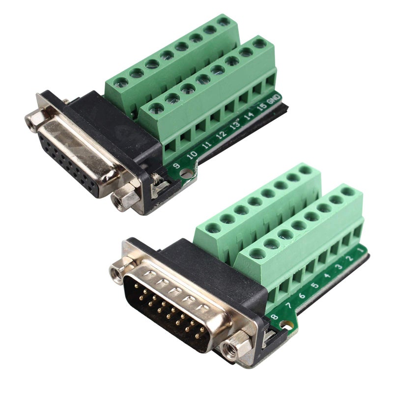 Futheda DB15 Male to Female Adapter, All-Copper Base, PCB Carrier, No Soldering Required - Image 1